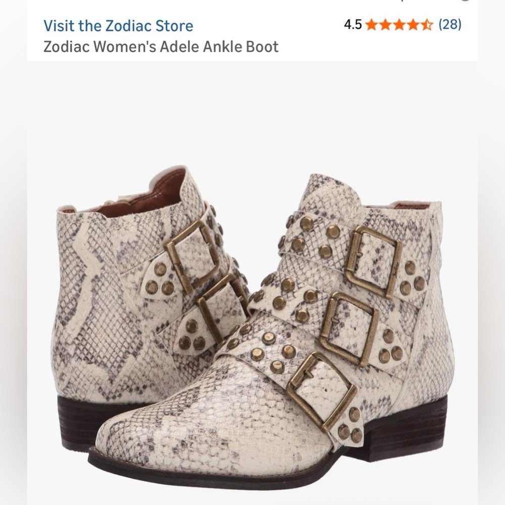 Zodiac Women's Snake Print Studded Ankle Boots